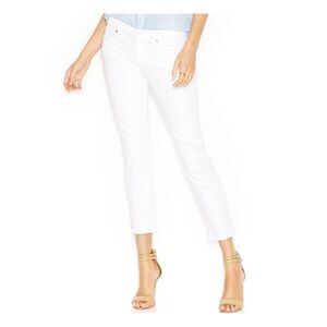 NWT 7 FOR ALL MANKIND Womens White Crop Skinny Jeans Size: 32 Waist